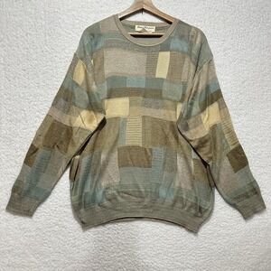 Norm Thompson Sweater Men's Pullover Knit Crew Neck Colorblock Long Sleeve Sz XL